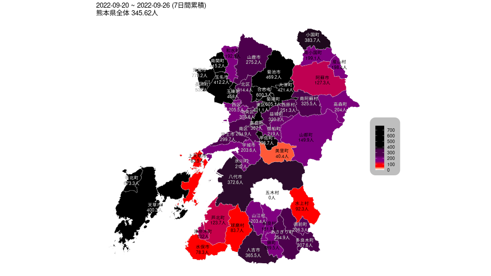 熊本県の人口10万人あたりの新規感染者数